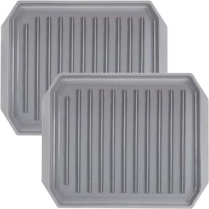 Shappy 2 Pieces Microwave Bacon Tray Microwave Bacon Cooker Grill Rack Piratical Baking Oven Tray for Frozen Snacks, Frozen Pizza Cooking Supplies, Heat Resistant up to 120c, Grey, 10.6 x 8.66 Inch