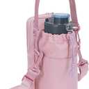 Wandering Nature Water Bottle Holder with Strap 32oz Insulated Water Bottle Carrier Sling Bag with Phone Pocket Water Bottle Pouch for Hiking Walking(Patent Pending) (Pink)