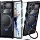 Gaming Case for Red Magic 11 Pro / 11 Pro+ Case with Ring Stand Holder, Military Grade Airbags Shockproof Drop Protection Soft TPU + Hard PC Back Cover [1 Tempered Film], Stand Black