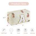 Small Quilted Cotton Initial A-Z Makeup Bag, Personalized Aesthetic Chenille Letter Travel Cosmetic Pouch with Bear Pattern, Cute Preppy Toiletry Organizer Bag, Gift Ideal for Women Girls(Bear P)