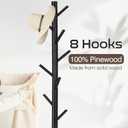 WANGMUXIA Coat Rack, Freestanding Coat Rack with 8 Hooks and 3 Adjustable Size Tree Coat Racks for Bedroom, Hallway, Entrance, Office, for Hats, Coats, Scarves, Handbags
