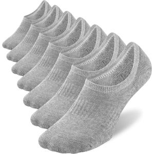 WANDER No Show Socks Mens 7/8 Pair Cotton Thin Non Slip Low Cut Men Invisible Sock 9-11 (Add Cushiongrey*7)
