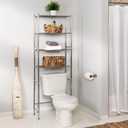 Honey-Can-Do 4-Tier Over-The-Toilet Storage Shelf - Space-Saving Steel Bathroom Restroom Organizer with Neutral Chrome Finish, Ideal for Towels, Toiletries, & Essentials - 24"W x 68"H x 11"D, 24.02" L x 11.02" W x 67.72" H