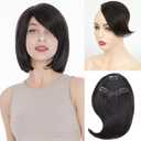 Clip In Hair Side Face Bangs Extension Fringe Bangs With 3 Clips Remy Human Hair Clip On Front Side Temple For Women (P27-613#)