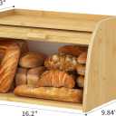 Kitsanery Bread box for kitchen countertop, Bamboo bread storage, Roll-Top Bread Container, Farmhouse Bread Holder for Homemade Bread ( Single Layer)