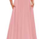 BTFBM 2025 Women Summer Vacation Dresses Sleeveless Crewneck Loose Beach Sundress Bubble Hem Tank Maxi Dress Pockets