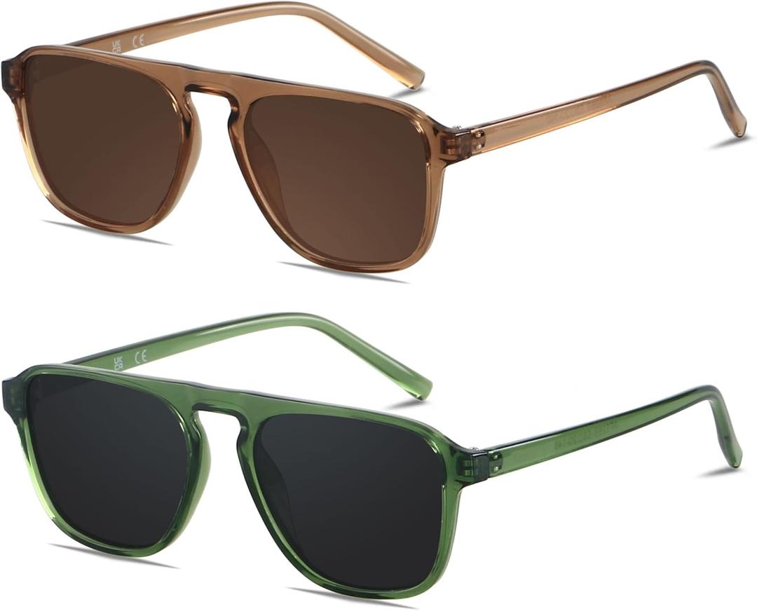 ANDWOOD Square Aviator Sunglasses Polarized Mens Womens UV Protection Sun glasses