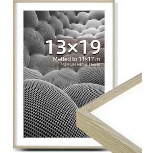 OUZUGIE 13X19 Picture Frame,Display Poster 11X17 With Mat or 13X19 Without Mat,Oak Aluminum Poster Frames with Premium Acrylic,Photo Frames with Strong Corner Design for Gallery Wall and Tabletop (13X19, Oak)