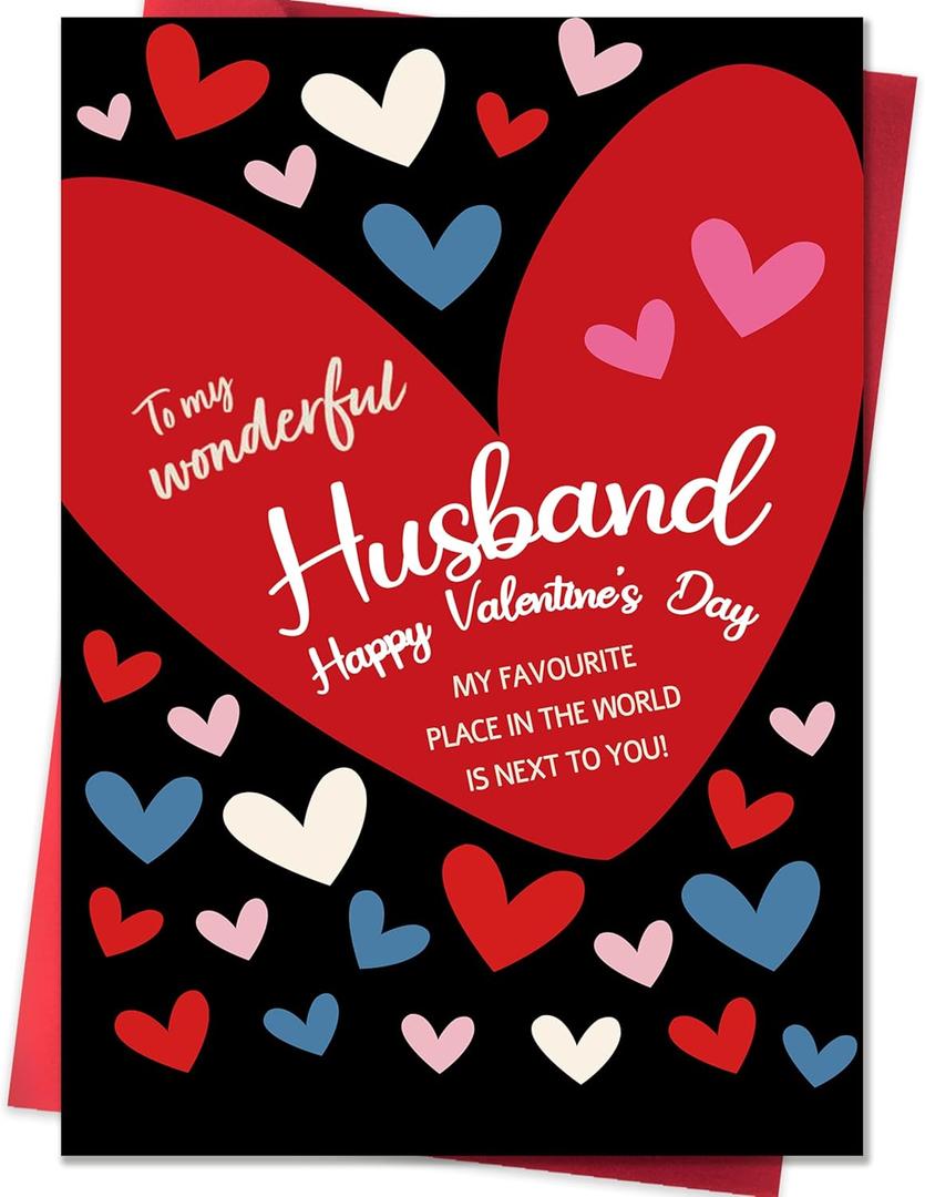 10 x IDU Valentines Day Card for Husband,Valentines Day Cards Gifts for Him,Valentines Card for Husband Men with Colorful Heart Design