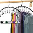Legging Organizer for Closet, Metal Yoga Pants Hangers 1 Pack w/10 Clips Holds 10 Leggings, Space Saving Hanging Closet Organizer w/Rubber Coated Closet Organizers and Storage, Black