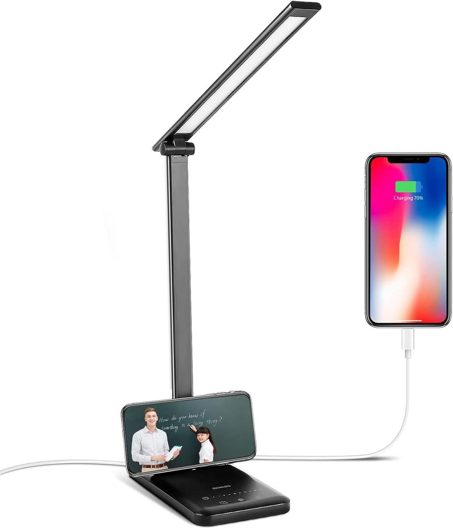 Semlos LED Desk Lamp, Eye-Caring Table Lamps with 5 Brightness Levels & 5 Lighting Modes, 45 Min Auto Timer, Touch Control and Memory Function, Dimmable Home Office Study Reading Desk Light,Black