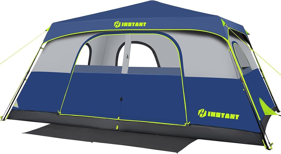 10 Person Instant Tent, Waterproof Pop Up Tents for Camping with Rainfly, 60 Seconds Easy Setup, Automatic Cabin Tent for Family Camping with Expandable Carry Bag & Upgraded Ventilation, Blue