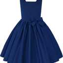 Uhnice Flower Girl Satin Dress Sleeveless Dresses with Detachable Bow for Wedding Party