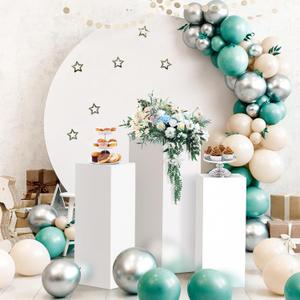 Baotree 3Pcs Square Pedestal Stands for Party, Metal Display Plinth Pillars for Wedding Ceremony Birthday Party Art Decor--23.6x9.4''(L), 21.7x8.3''(M), 19.7x7.1''(S)