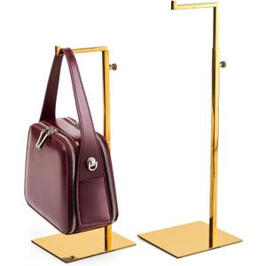 Gold Purse Display Stand Purse Holder Bag Display Rack Stainless Steels Adjustable Height Retail Counter Purse Organizer for Closet Luxury Bag (2 Pcs)