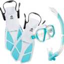 Hawaii Divers Orca Jr Snorkel Set-Includes Mask, Snorkel, Fins & Carry Bag Size S/M 4 1/2- 8 1/2