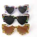 3 PCS Mardi Gras Sunglasses Beads & Heart Sunglasses Purple Yellow Black Heart Glasses Mardi Gras Party Accessories