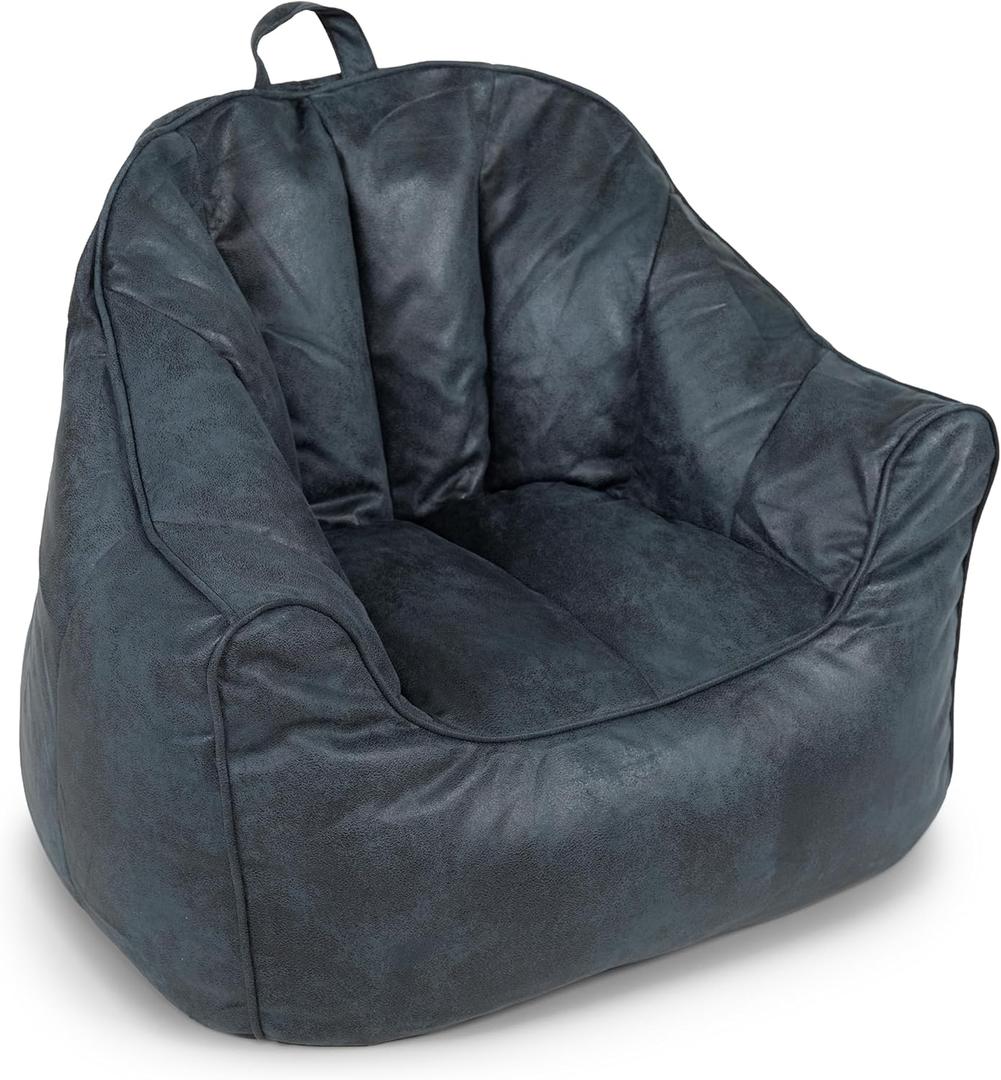 Big Joe Hug Bean Bag Chair, Basalt Blue, Vegan Suede, Kids and Teens, 3 feet
