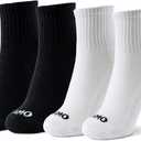 Kamo Fitness Daily 4-Pack Women's Ankle Socks, Athletic Half Crew, Cotton Mid-Calf, Cushioned Sole, Seamless Toe, Size 5-9