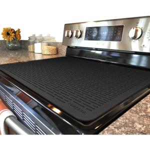 YUHFERA Stove Top Cover for Electric Stove - Silicone Stove Mat for Glass Top, Glass Cooktop Protector For Kitchen,Multi-functional Oven Covers for Electric Stove (Black,28 x 20)