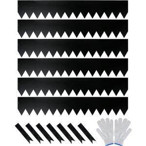 Worth Garden 6-Pack Galvanized Steel Landscape Edging with Black Powder Coating - 40" L x 6.5" H - Hammer-in 16-Gauge Metal Border Separator Strips with 7 Clips - Edge for Lawn Yard (20Ft Total)