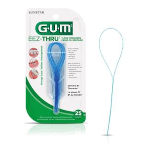 6 x GUM EEZ-Thru Floss Threaders for Braces, Bridges & Implants, Easy Dental Floss Threading, 25 Count