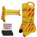 13 Foot Portable Driveway Fence Safety Barriers Barricade Expandable Mobile Folding System for Construction Traffic Control Driveway Gate Outdoor