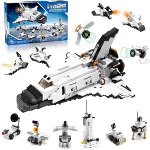 Space Shuttle Building Toys, 25-in-1 Aerospace Building Kit for Kids to Assemble a Big Spaceship or 12 Small Different Space Probe, Best Present for Boys and Girls Aged 6 7 8 9 10 11 12 13 14+