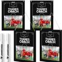 WATINC Thanks Coach Photo Frame - 4pcs Soccer Coach Wood Picture Frame Gifts with Pen for Women Men Team Player, Home Office Sports Decorations Hanging Frame Wall Art Photo Album (10.2” x 7.9”)