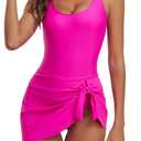 Century Star One Piece Swimdress Swimsuits for Women with Skirt Tummy Control Swim Dresses Bathing Suit Swimwear (Small, Hot Pink)