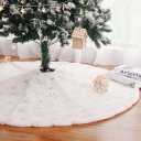Christmas Tree Skirt 30/36/49 inches Xmas White Tree Skirts Snowflake Embroidery for Christmas Decorations Holiday Party 198 Gold 90