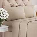 Queen Size 4 Piece Sheet Set - Comfy Breathable & Cooling Bed Sheets Set - Hotel Luxury Bedding for Women, Men, Kids, Teens, Boys & Girls - Deep Pockets, Soft & Wrinkle Free - Beige (Heathered Sheets)