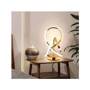 Modern LED Table Lamps, LED Spiral Table Lamp, 3 Color Dimmable Bedside Lamp, Touch Control Nightstand Lamp with USB/Type C for Bedroom, Small Gold Table Lamp for Home Decor Living Room Bedroom Office