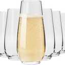 Krosno Champagne & Drink Glasses from the Harmony Collection | Set of 6 | 7.8 oz | Crystal Clear | For Home, Restaurant & Parties | Dishwasher Safe | Lead-Free Crystal Glass