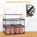 NADAMOO Freezer Organizer Bins, 2 Packs Large Expandable Stackable Chest Freezer Containers with Handle, Metal Adjustable Storage Baskets for Fridge, Deep Freezer, Cabinet, Kitchen, Pantry - Black