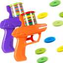 Sumind 2 Pcs Foam Disc Shooter Disc Launcher Zip Shot Shooter Blasters for Birthday Gifts Family Gatherings Games Outside Yard Activities (Orange,Purple)
