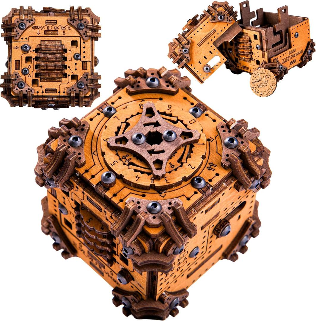 WOODEN.CITY Tesseract's Secret - Wooden Puzzle Box for Adults - 3D Brain Teaser Puzzle Kit - Escape Room in a Box Challenge - Unique Gift for Men & Women - Made in EU - 3D Wooden Puzzles for Adults, 74 x 83 cm