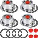 CheeMuii 343-4009 Trailer Hub Cap 4 PCS 3434009 Aluminum Hubcaps for Trailer Axle with Extra 4 PCS Rubber Plugs and Gaskets Replaces Stemco 343-4009