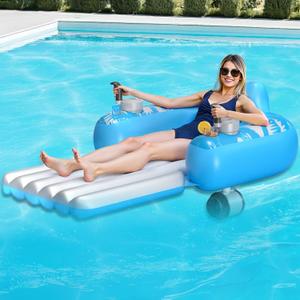 HopeRock Rechargeable Motorized Pool Float - Inflatable Pool Lounger with Dual Motors & 2 Storage Compartments, Electric Water Lounger Floats for Adults, Pool Raft Holds up to250lb, Pool Toys Adults