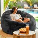Codi Bean Bag Chair with Filler Included, 4 FT - Comfy Large Beanbag Chairs for Adults - Machine Washable and Soft Mink Bonded Cover - Charcoal Grey, 4ft
