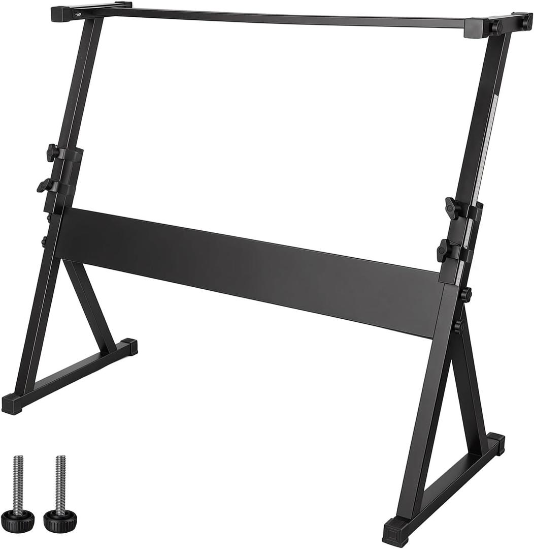 Piano Keyboard Stand - Z Style Adjustable and Professional Heavy Duty Piano Stand - Fits 61-88 Key Digital Pianos - Sturdy Music Keyboard Stand with More Comfortable Legroom (Black)