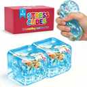 Squeeze Toys Squishies Stress Cube - 2 Pack Stress Relief Fidget Toy for Teens & Adults, Soft TPR Sensory Squeeze Toy for Anxiety Relief, Cool Office Desk Decor & Party Favors, Durable & Washable, 2PCS-BLUE
