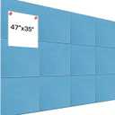 12 Pack Large Cork Board Alternative, 47" x 35" Bulletin Board, Felt Wall Tiles with Safe Removable Adhesive Tabs, Cork Boards for Walls Office School & Home (Lake Blue)