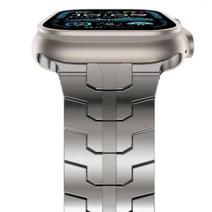 FULLIFE Stainless Steel Bands Compatible with Apple Watch Band Apple Watch Ultra 3/2/1 49mm for Men, Folding Clasp Metal iWatch Series 11/10 46mm, 9/8/7 45mm, SE3/6/5/4 44mm, 3/2/1 42mm (Titanium)