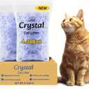 LMJP Crystal Cat Litter with Powerful Odor Control, Non-Clumping, Lasts Up to 2 Months, 8.6lb, Rapid Water Absorption, Unscented & Low Tracking Lightweight Blue & White Silica