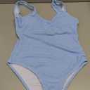 Limeeke Women One Piece Swimsuit Solid Ribbed Monokini Swimwear Scoop Neck Low Back Bathing Suit, Size: S