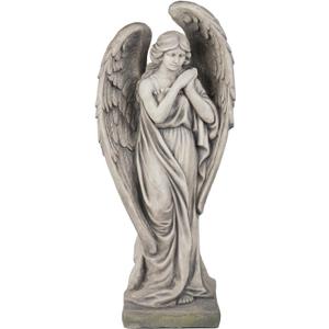 Outdoor Statues Angel Dcor Garden Statue - 34 inch Large Garden Angels Outdoor Religious Statues Catholic Resin Concrete Finish Yard Patio Deck Home Entryway Hallway Sculpture 13.7*9.8*34 Inch