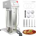 Hakka 30LB Electric Sausage Stuffer, Stainless Steel Electric Sausage Makers and Churro Makers Commercial Sausage Filling Machine with 5 Stuffing Tubes 4 Churros Making Parts