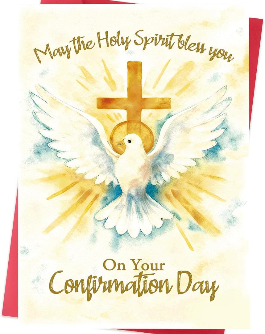 2 x Confirmation Card Confirmation Gifts for Boys and Girls, Holy Spirit Religious Keepsake for Teen Boys and Teen Girls