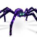 Halloween Decorations Outside Giant Spider - HOYECHI Outdoor Halloween Decor Lighted Spider 4.2FT, Light Up Spider with 90 LED Lights, Ground Stakes, for Front Yard Porch Gardens Lawns Party